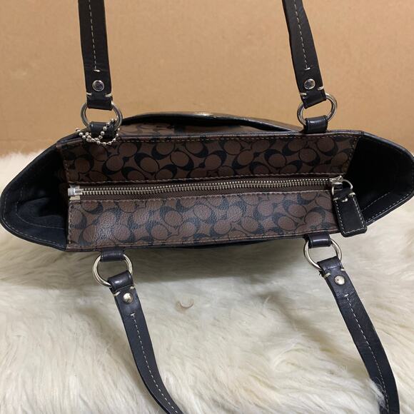 COACH Brown/Black CHELSEA Heritage Stripe Bias Signature N/S PVC Tote F15137 - Picture 8 of 16